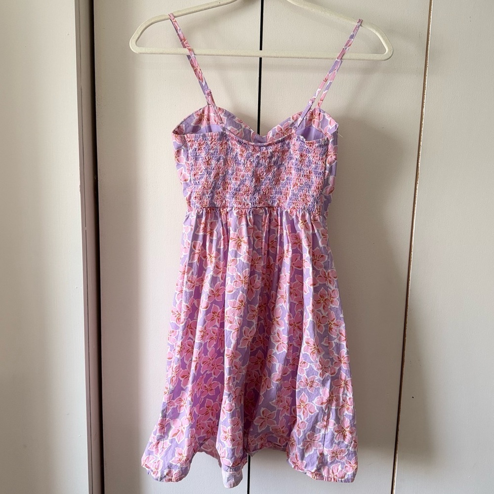 Pink and Purple Floral Mini babydoll Dress - Picture 2 of 6